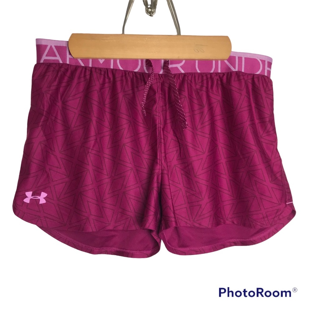 Under Armour Loose Heatgear Womens size YXL color Pink Athletic Running Shorts